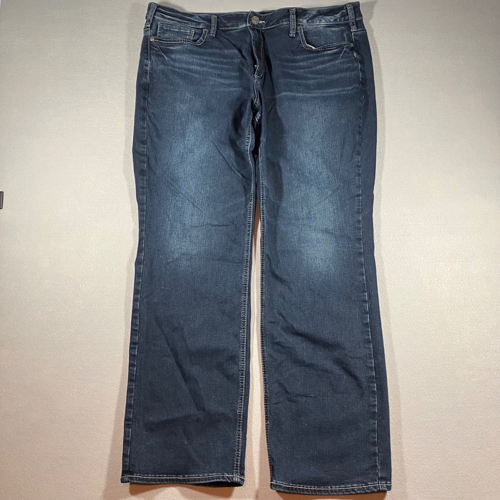 Silver Jeans Co Pus Size Women's Suki Slim Bootcut Dark Wash Denim Jeans 20 L33